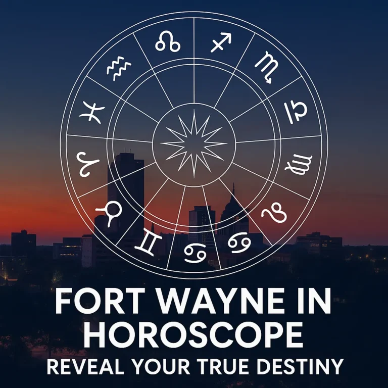 Fort Wayne IN Horoscope with Zodiac Chart over Skyline